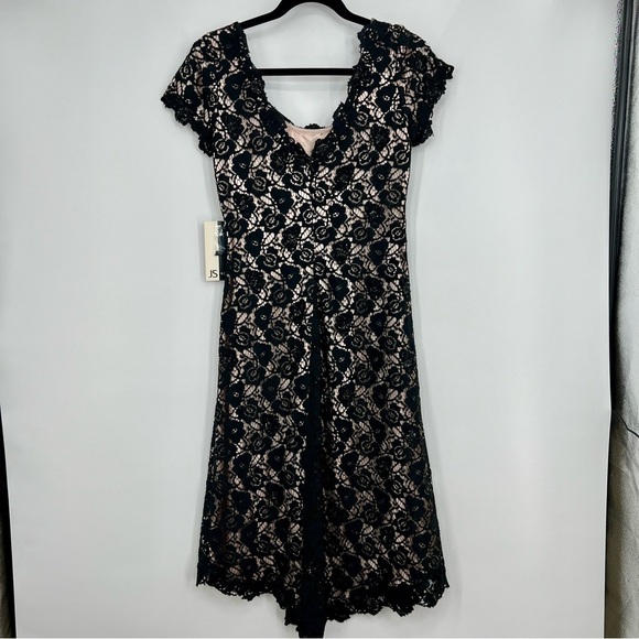 NWT JS Boutique Floral Lace Sequins Embroidered Cocktail Bodycon Sheath Dress 6 - Picture 4 of 8